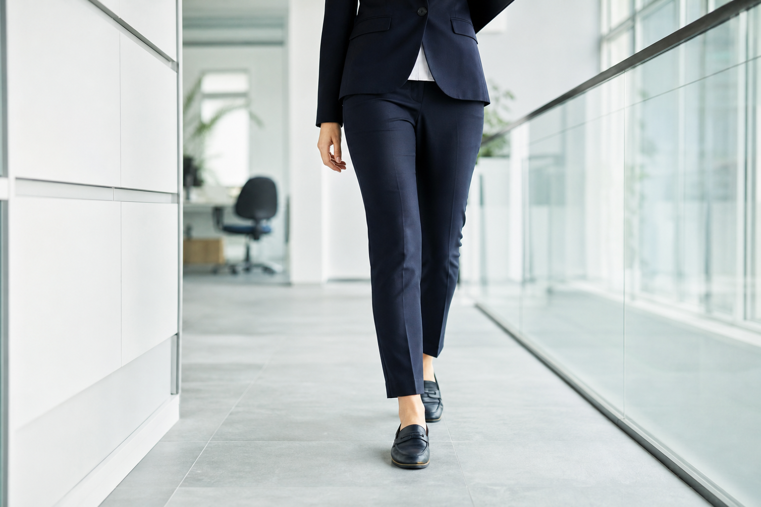 Berufstätige Person in einem hellen Arbeitsumfeld